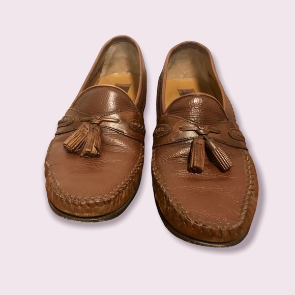 Tasso Elba Men’s shoes Brown Leather Tassel slip on Loafers size 8.5 - Picture 7 of 9